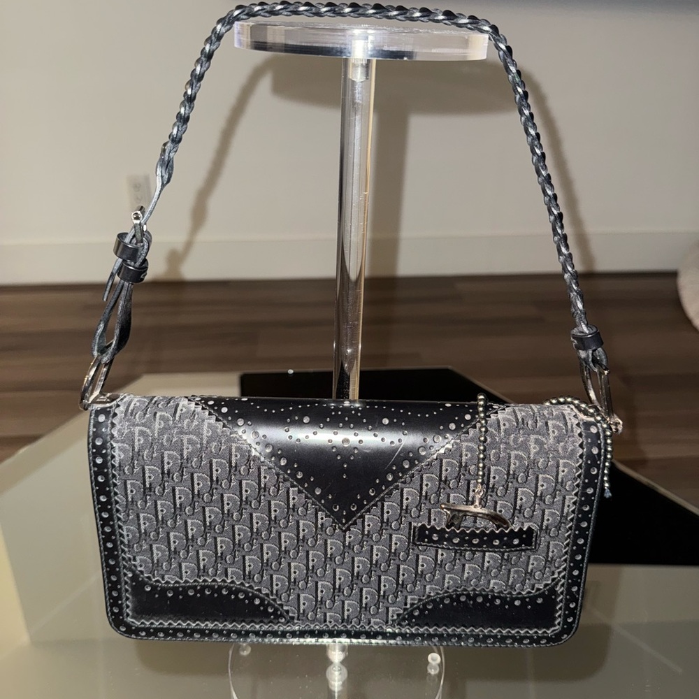 Christian Dior Black Trotter Monogram Shoulder Bag
